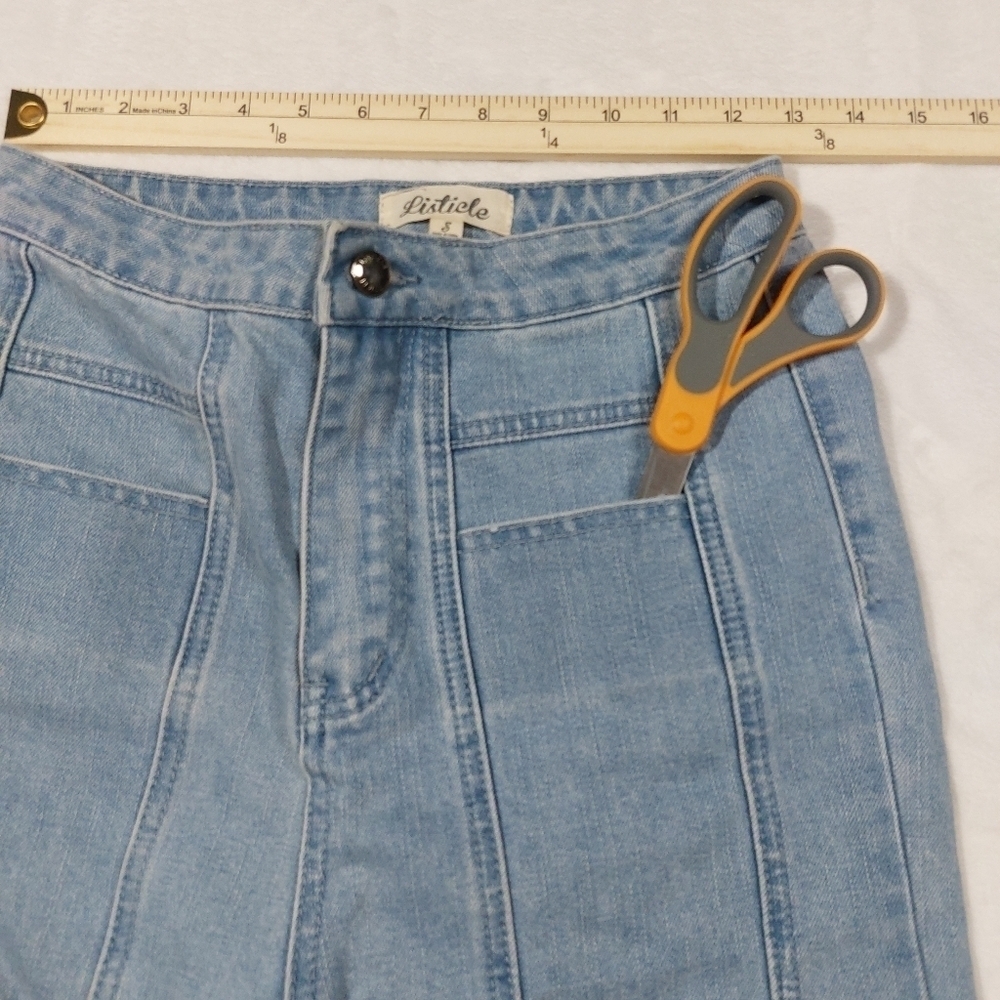LISTICLE WOMEN'S FLARE RAW HEM DENIM BLUE JEANS SIZE SMALL - Picture 7 of 12